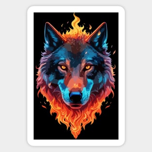 fire and wolf Sticker